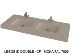 Plan vasque lavabo sur mesure : L 120 à 201 x P 40 à 51 cm, finition lisse mate, 10 couleurs au choix, Anti bactérien, résine Akrytan® teinté dans la masse, Livraison Offerte.